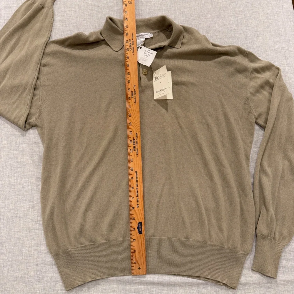 Vintage NWT Tricots St Raphael TricoLux Polo Sweater XL Tan Khaki 100% Cotton